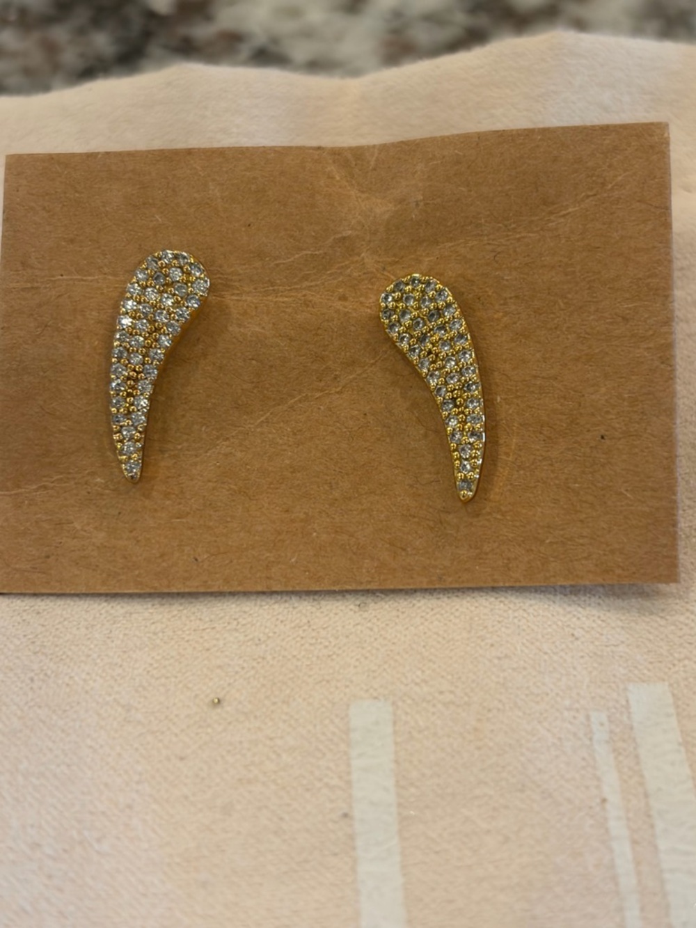 Uncommon James Gold Pavé Crescent Stud Earrings